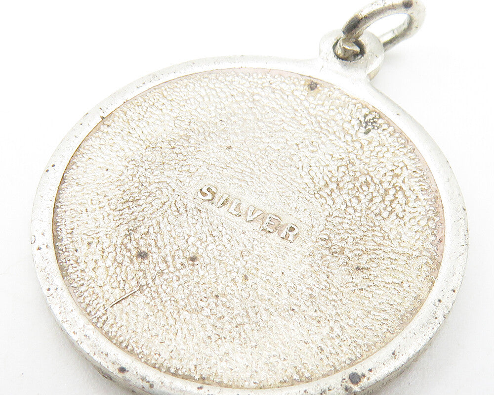 925 Sterling Silver Vintage Saint Christopher Religious Drop Pendant PT8734