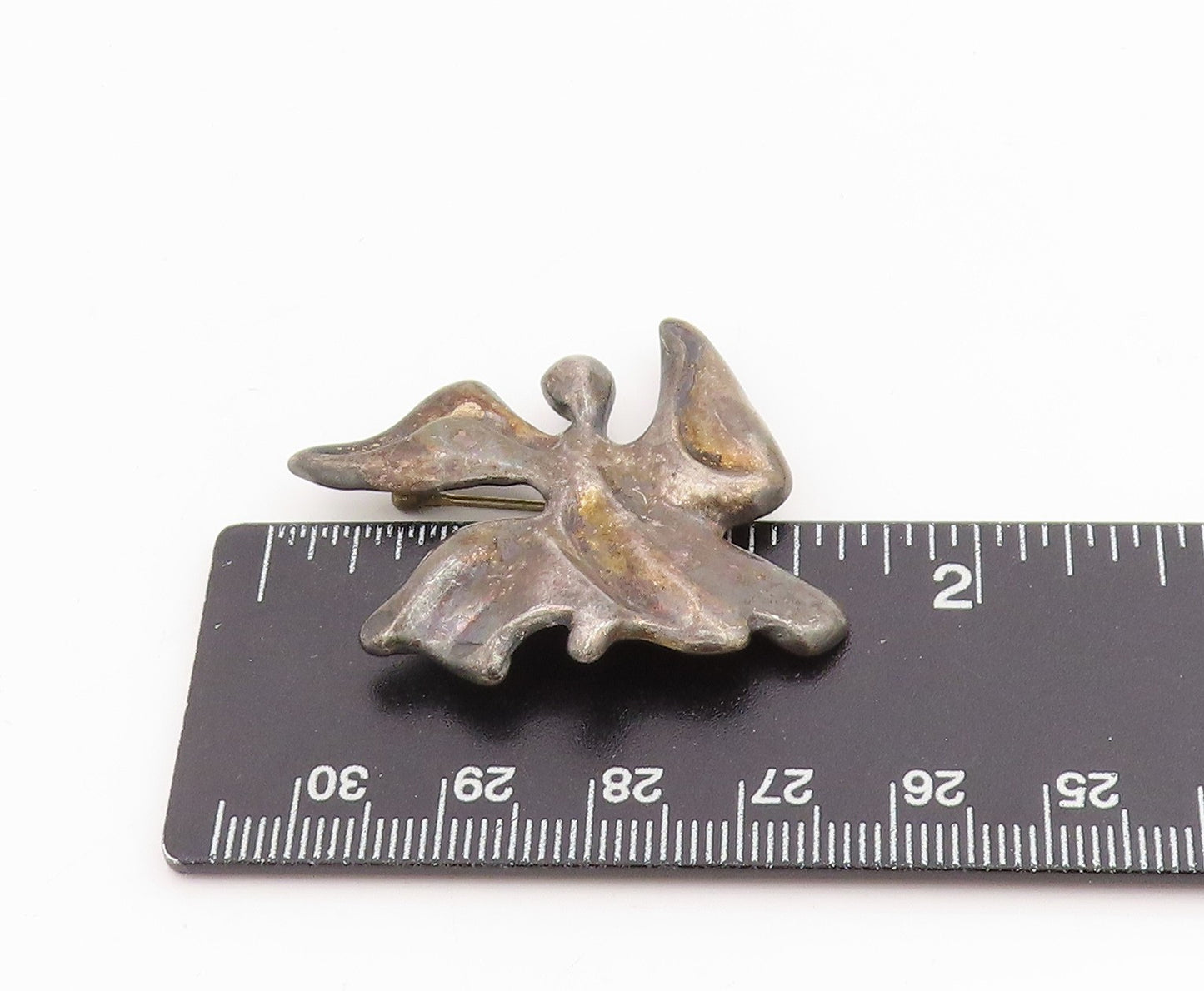 925 Sterling Silver Vintage Brooch Dark Tone Angel With Wings Of Hope BP11982