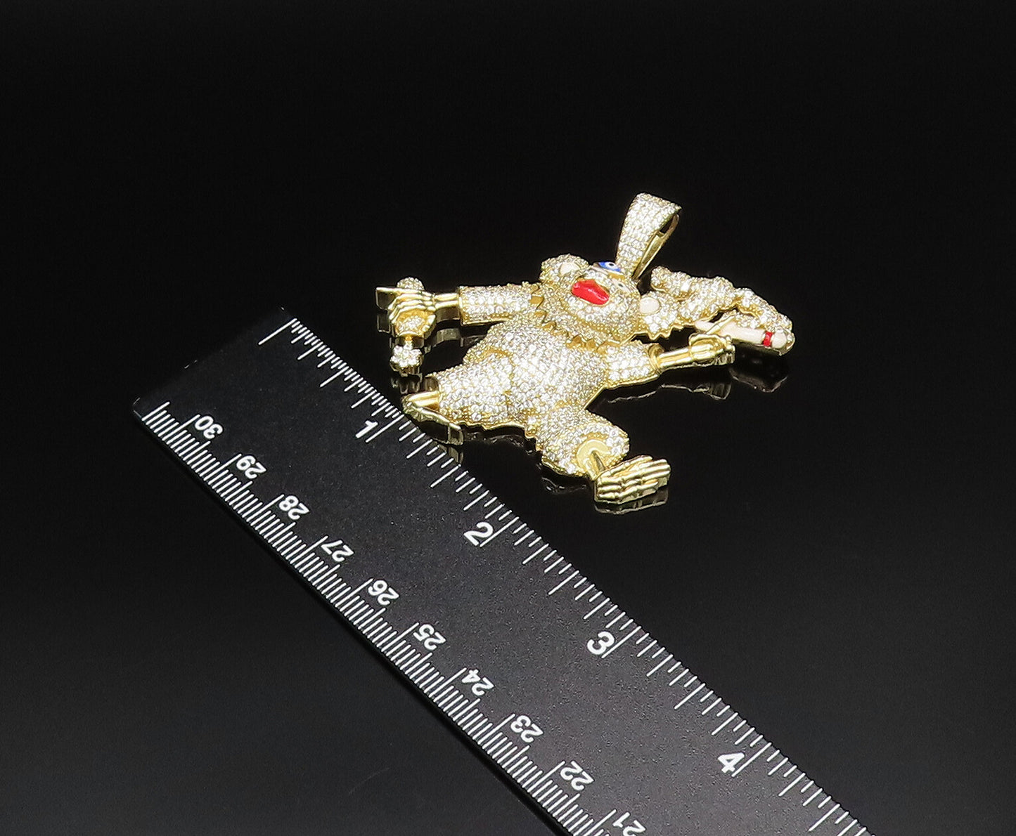 925 Silver Vintage Gold Plated Sparkly Topaz & Enamel Figure Pendant PT21463