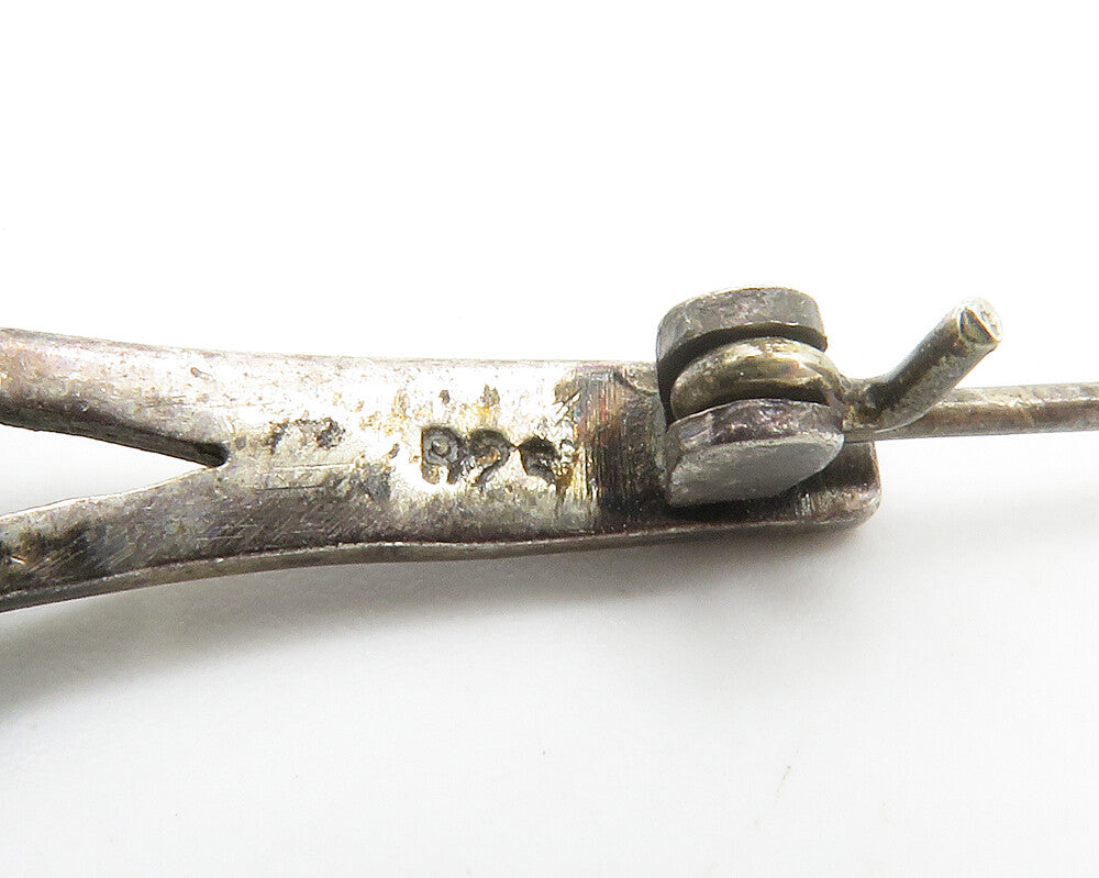 925 Sterling Silver Vintage Black Onyx Tennis Racket Motif Brooch Pin BP5740