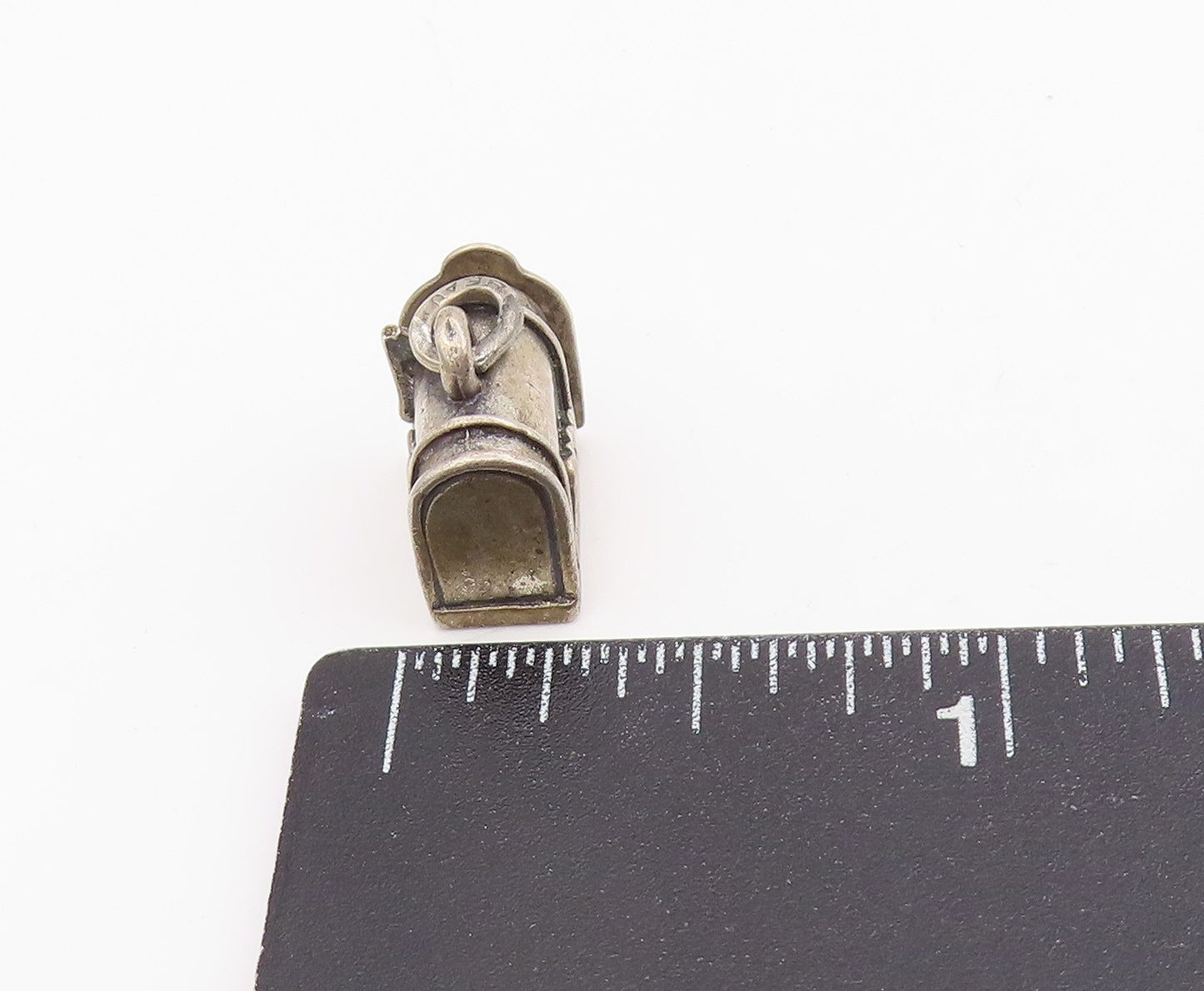925 Sterling Silver Vintage Pendant BEAU Miniature US Mail Box Charm PT25778