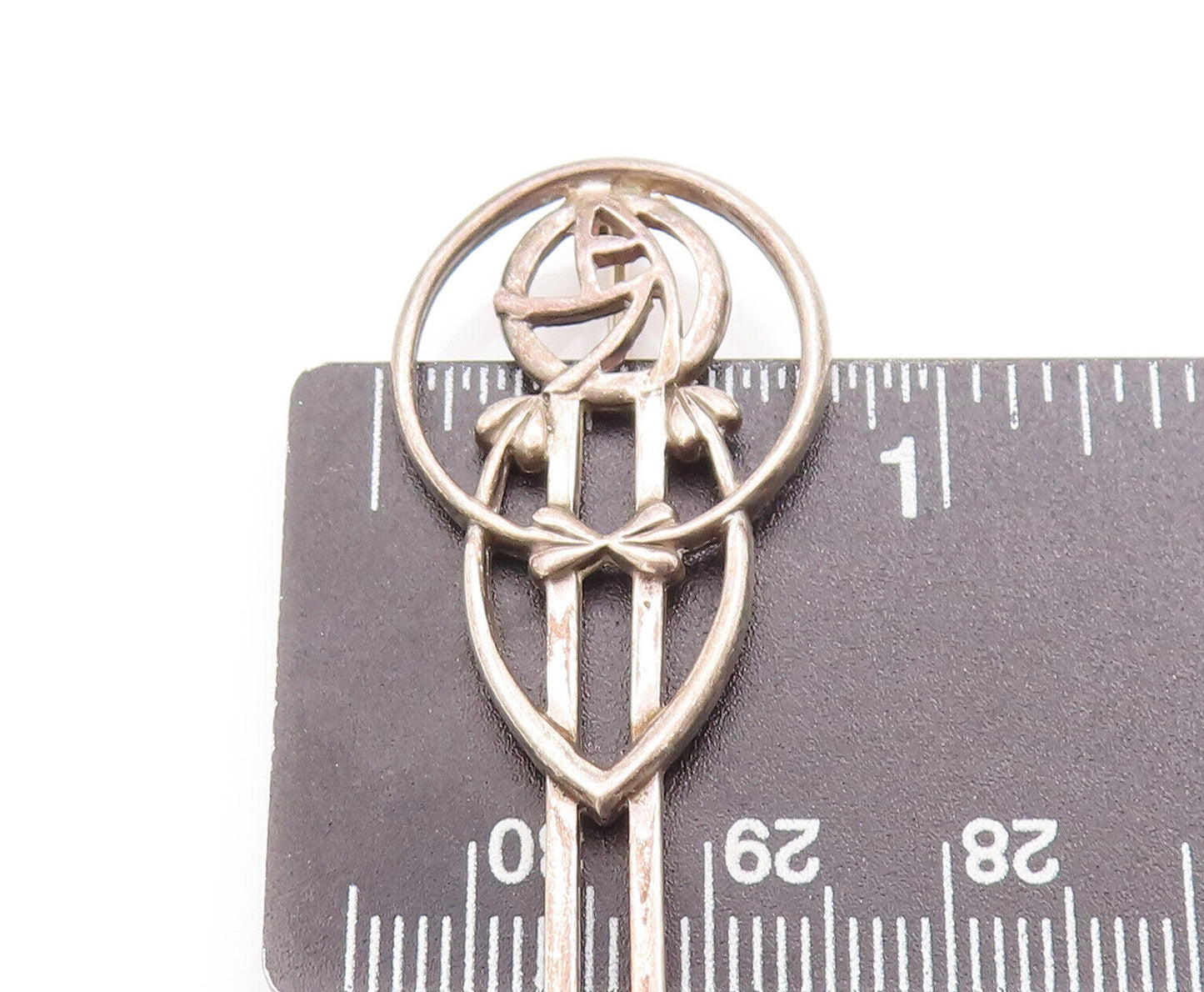 925 Sterling Silver Vintage Brooch Pin EUROPE Designer Cutout Carved BP10804