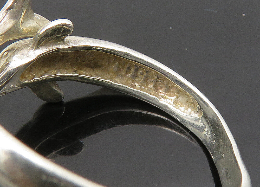 925 Sterling Silver Vintage Dolphin Head & Tail Band Ring Sz 9.5 RG21627