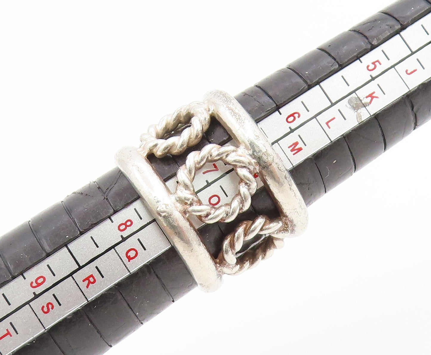 925 Sterling Silver Vintage Ring MEXICO Twisted Rope Circle Band Sz 7 RG35105