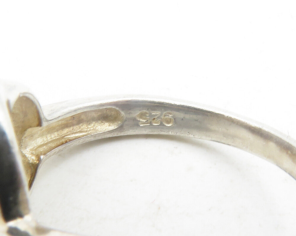 925 Sterling Silver Vintage Shiny Open Love Heart Band Ring Sz 7.5 RG12032