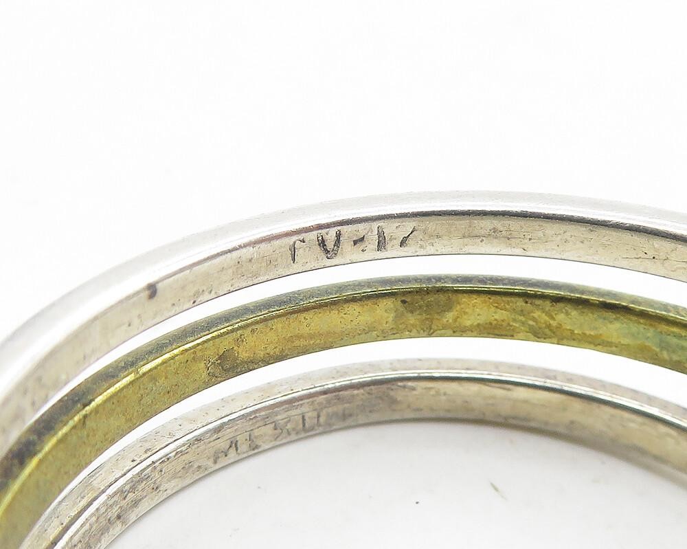 MEXICO 925 Sterling Silver Vintage Two Tone Shiny J Hoop Earrings EG6222