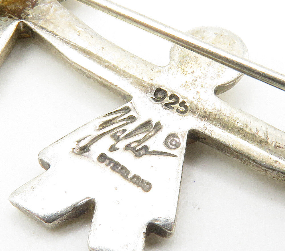 925 Sterling Silver Vintage Two Tone Love Heart Unity Brooch Pin BP6109