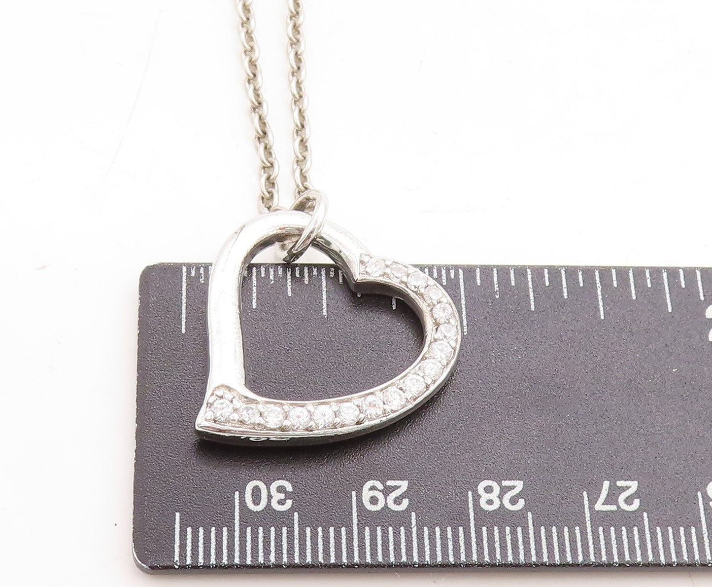 925 Sterling Silver Cubic Zirconia Open Love Heart Chain Necklace NE1368