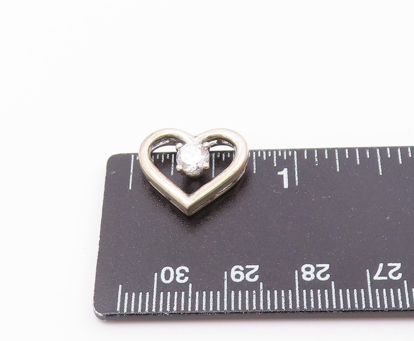 925 Sterling Silver Vintage Cubic Zirconia Open Love Heart Pendant PT17465
