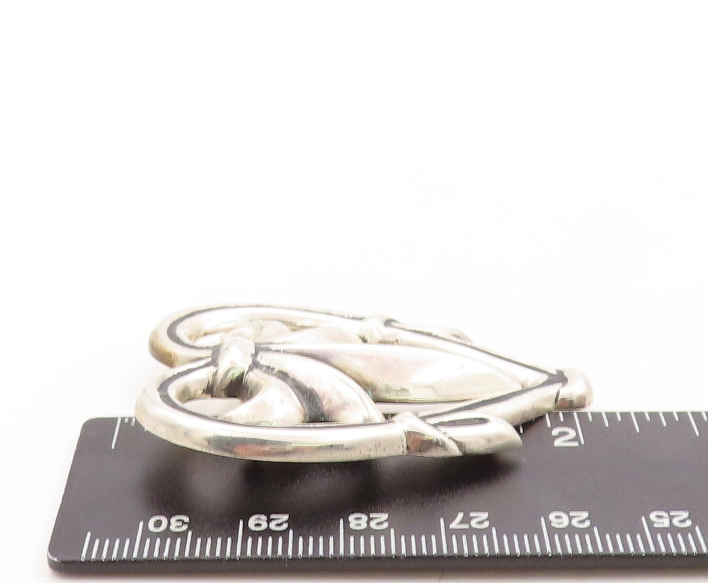 925 Sterling Silver Vintage Brooch Pin MMA Solid Cutout Floral Heart BP11309