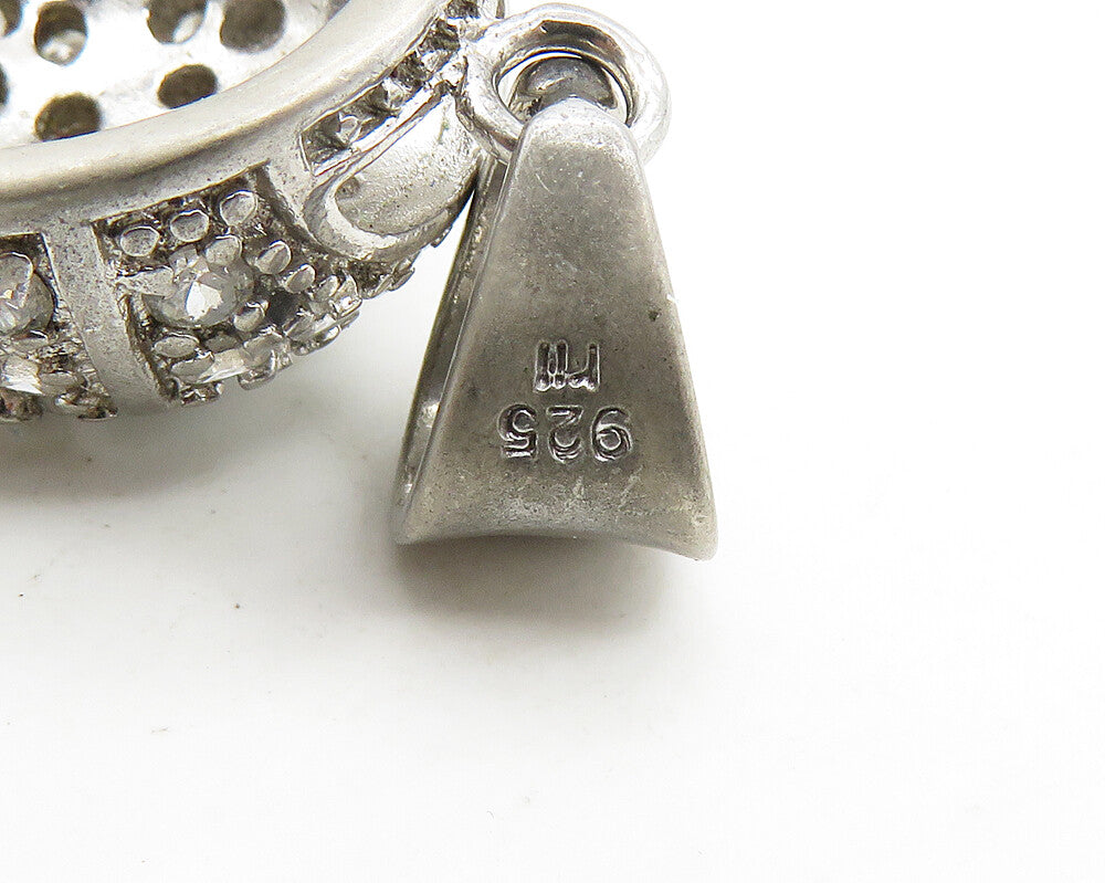 925 Sterling Silver Vintage Cubic Zirconia Baseball Cap Pendant PT15263