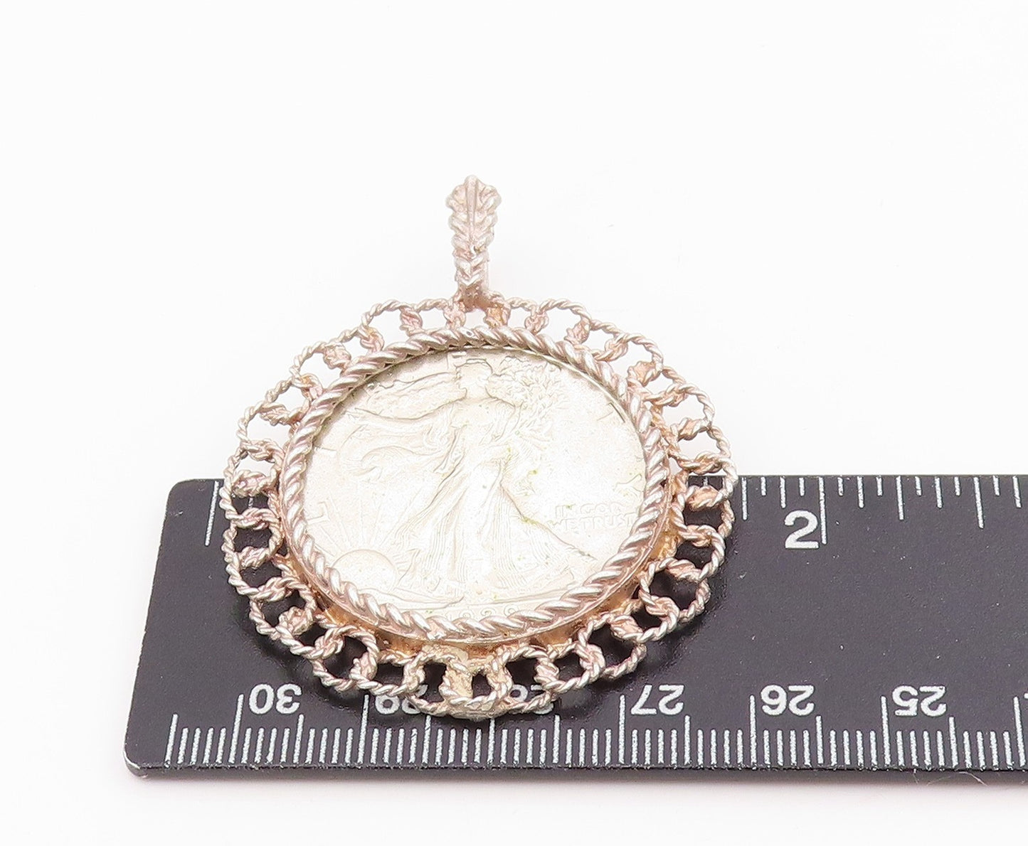 925 Sterling Silver Vintage Pendant American Eagle Lady Liberty Medal PT25663