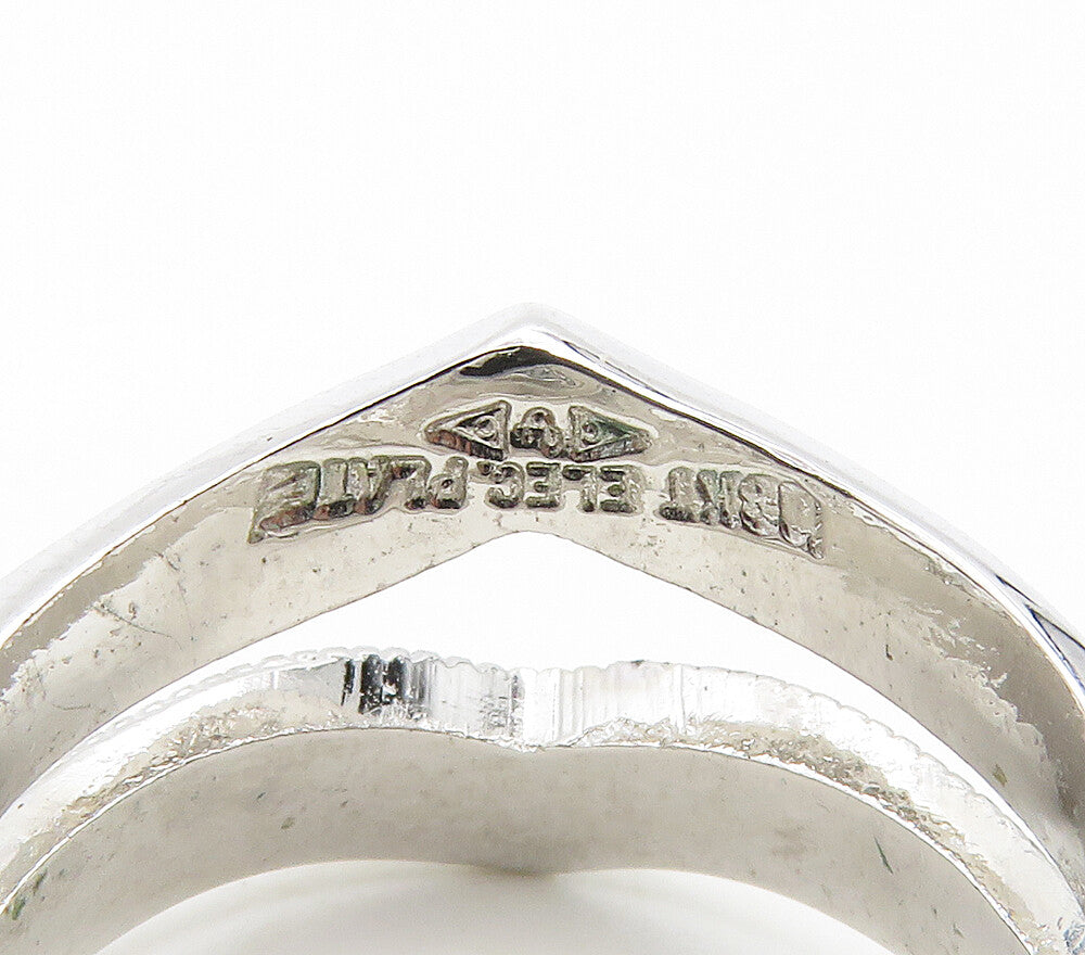 CLARK & COOMBS 925 Silver Cubic Zirconia Pointed Split Band Ring Sz 7 RG15777
