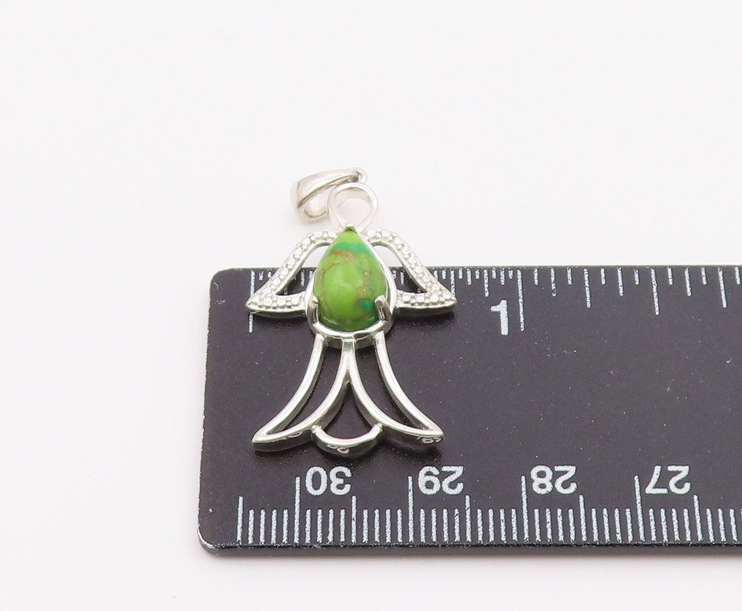 925 Sterling Silver Vintage Cabochon Turquoise Angel Motif Pendant PT15836