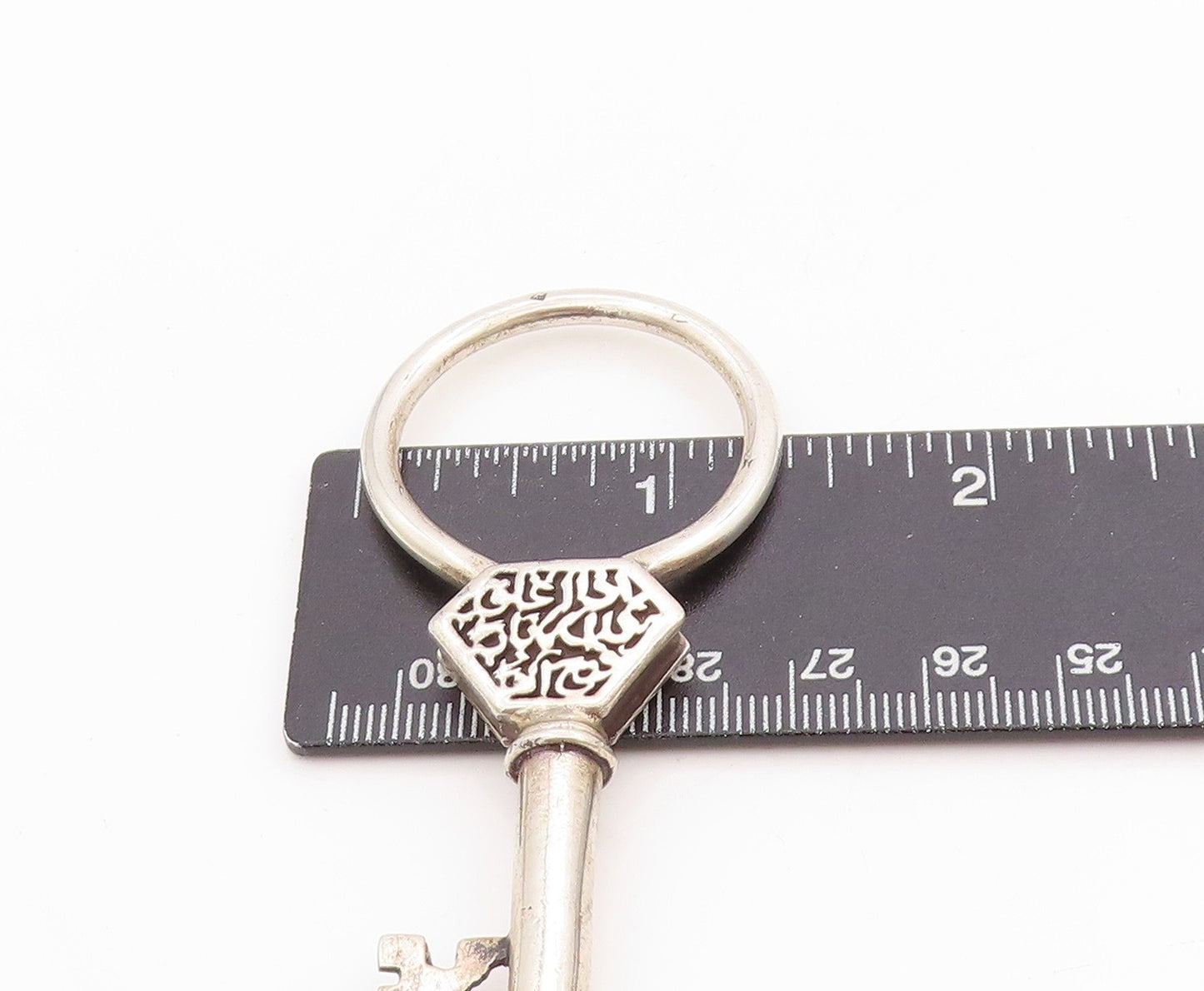 925 Sterling Silver Vintage Key Chain MIDDLE EAST Solid Key Fob Design TR3960