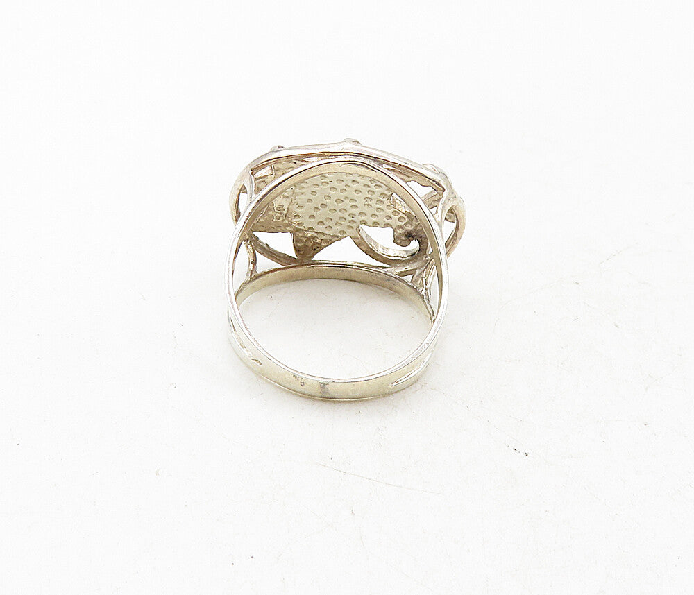 925 Sterling Silver Vintage Shiny Single Flower Motif Band Ring Sz 7 RG9236
