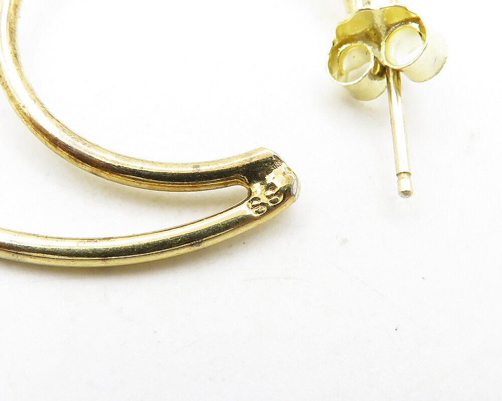 925 Sterling Silver Vintage Shiny Gold Plated Split Hoop Earrings EG9656