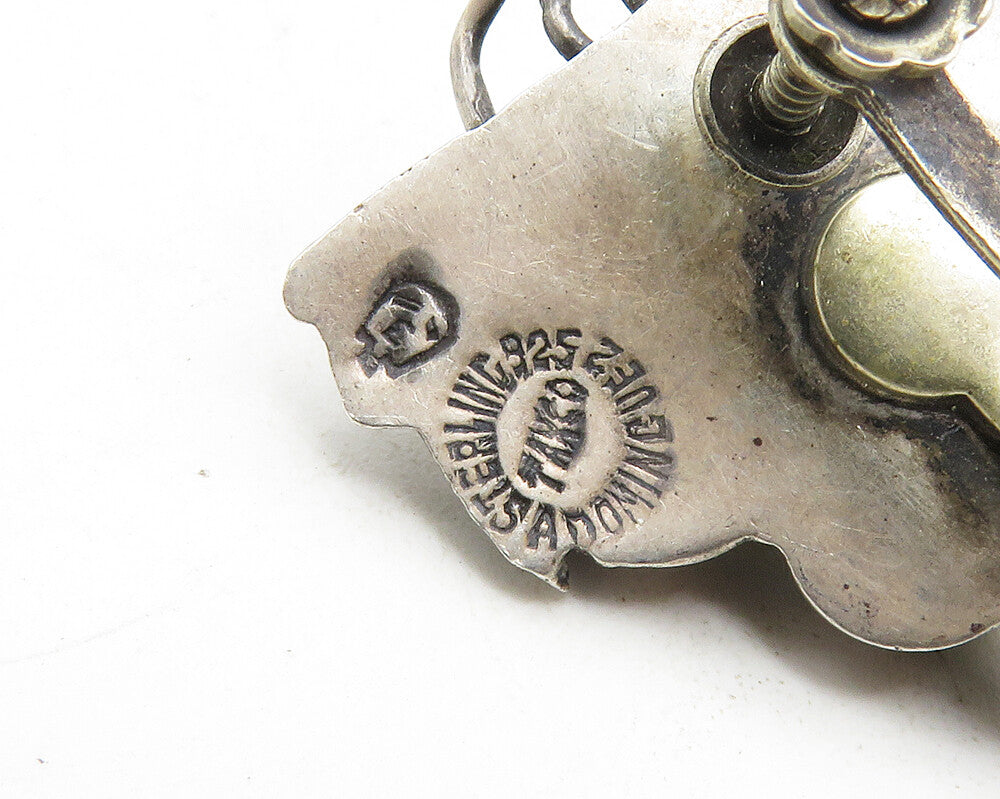 TAXCO MEXICO 925 Silver Vintage Grape Bunch Motif Non Pierce Earrings EG5058