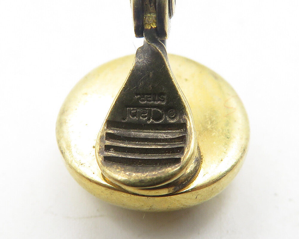 CIANI 925 Silver Vintage Gold Plated Button Non Pierce Stud Earrings EG6131