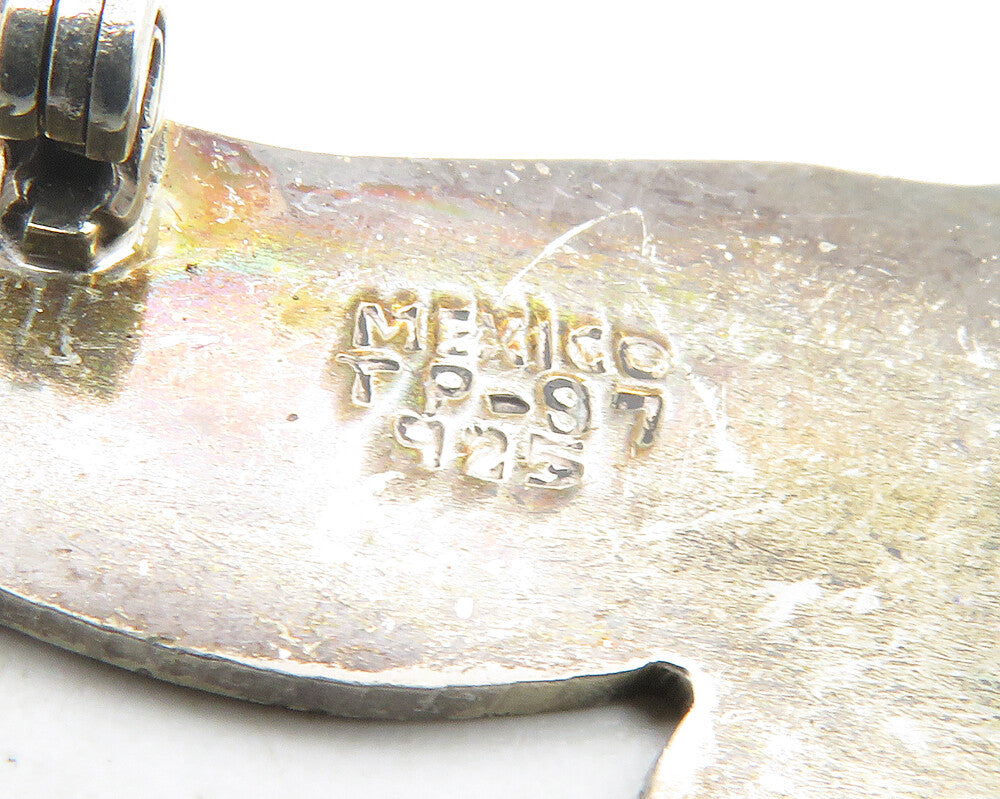 MEXICO 925 Sterling Silver Vintage 2 Tone Mom & Baby Cats Brooch Pin BP4440