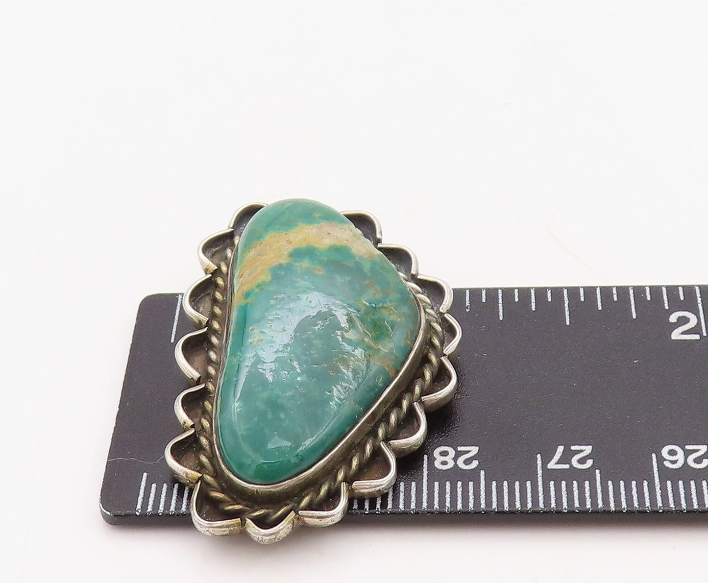 925 Sterling Silver Vintage Pendant NAVAJO Designer Carved Gemstone PT23639