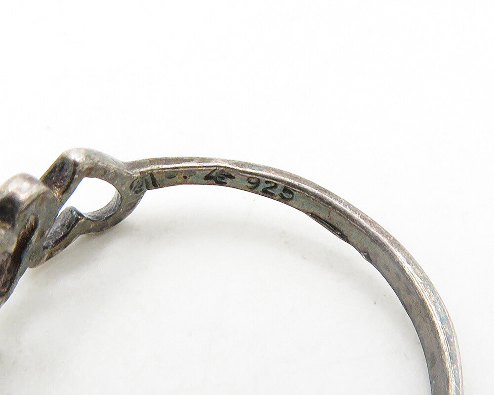 925 Sterling Silver Vintage Up & Down Open Love Heart Band Ring Sz 7 RG19079