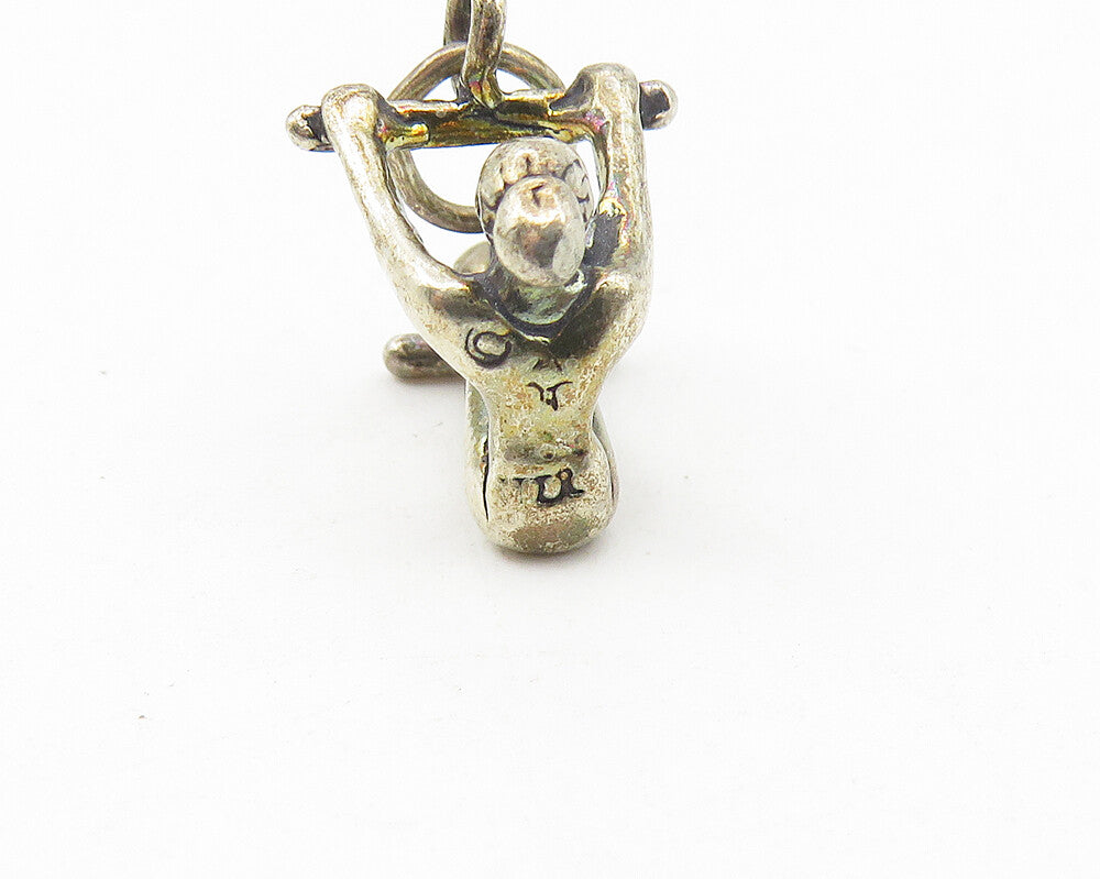 925 Sterling Silver Vintage Petite Dark Tone Gymnast Sports Pendant PT9063