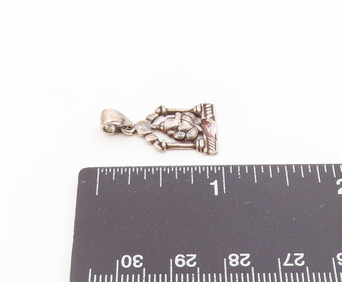 925 Sterling Silver Vintage Figure Sitting Between Pedestal Pendant PT21884