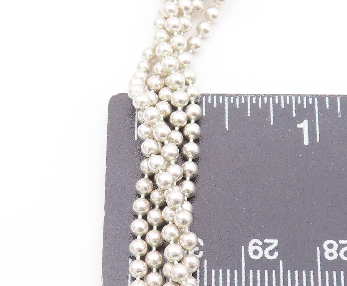 925 Sterling Silver Vintage Necklace ESPO SIG Beaded Chain Pink Gemstone NE4235
