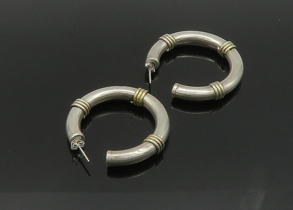 925 Sterling Silver Vintage Wrapped Detail Hollow JHoop Earrings EG10376