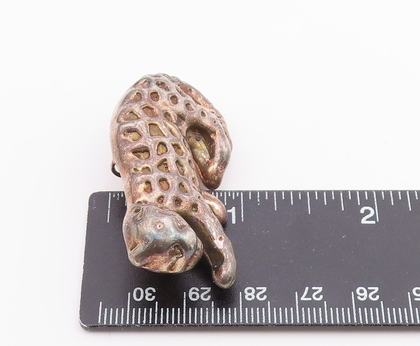 925 Sterling Silver Vintage Dark Tone Hollow Leopard Motif Brooch Pin BP4371