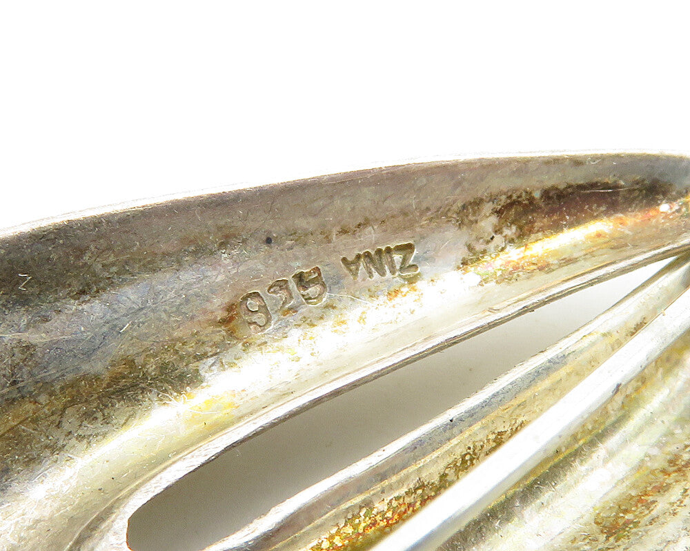 ZINA 925 Silver Vintage Smooth Shiny Modernist Swirl Brooch Pin BP7770