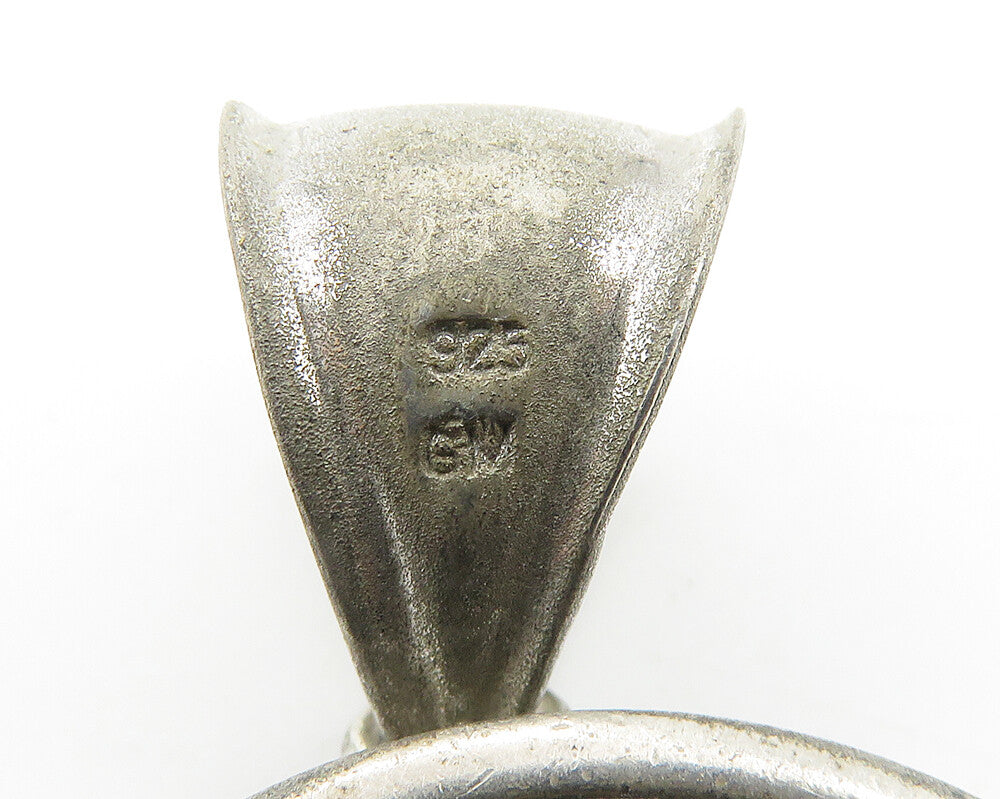 925 Sterling Silver Vintage Open Design Wheel Motif Drop Pendant PT8471