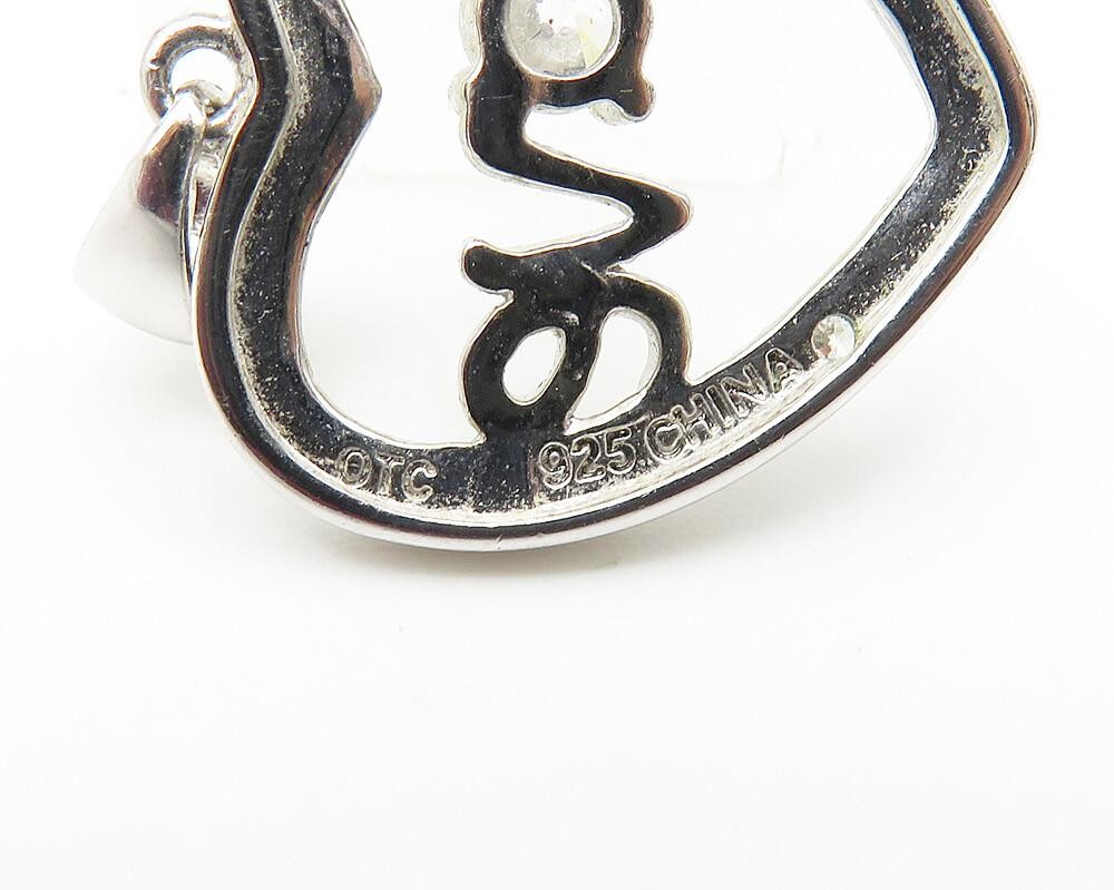 925 Sterling Silver Sparkling Cubic Zirconia Open Love Heart Pendant PT8301