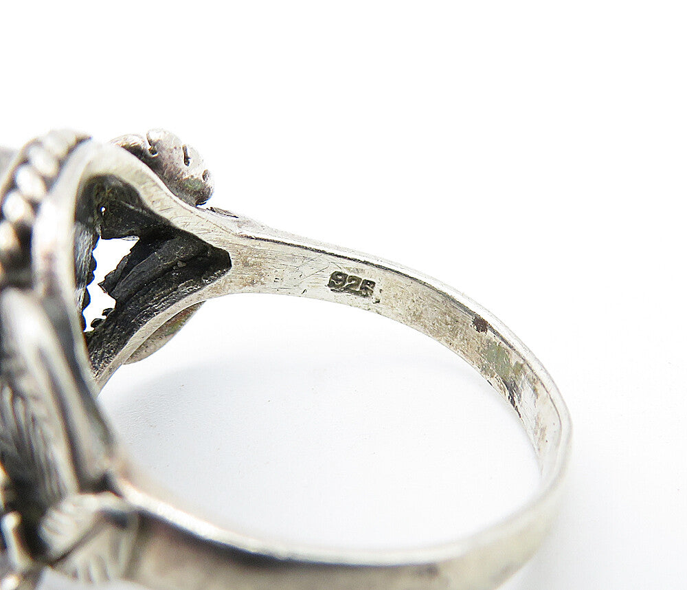 SOUTHWESTERN 925 Silver Vintage Mother Of Pearl Cocktail Ring Sz 7 RG4151