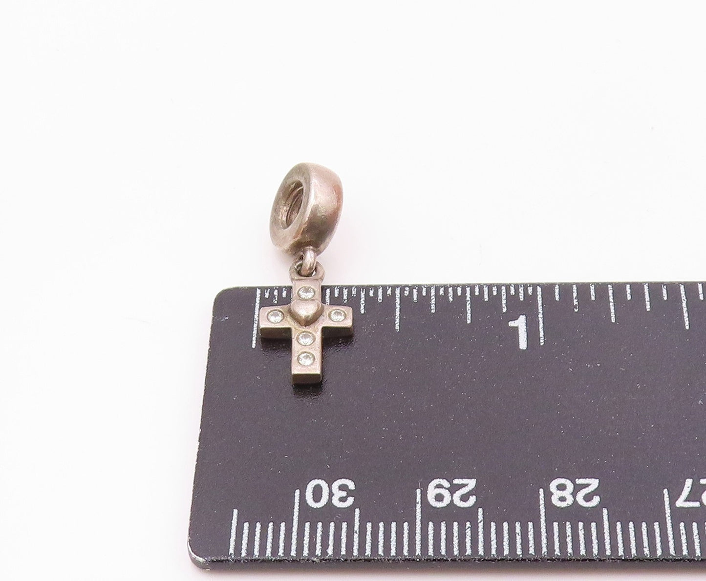 PANDORA 925 Silver Vintage Cubic Zirconia Religious Cross Pendant PT21468