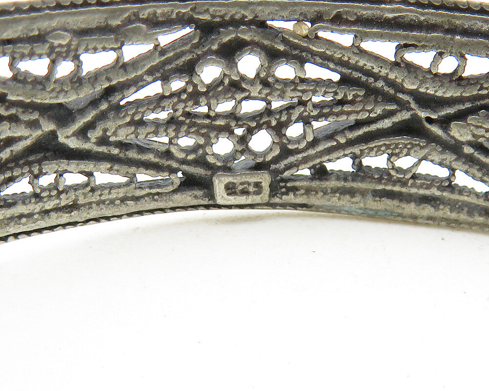 925 Sterling Silver Vintage Antique Swirl Filigree Bangle Bracelet BT4501