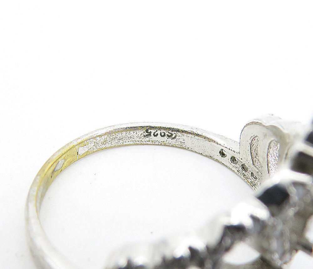 925 Sterling Silver Shiny Cubic Zirconia Royal Crown Band Ring Sz 7.5 RG7588