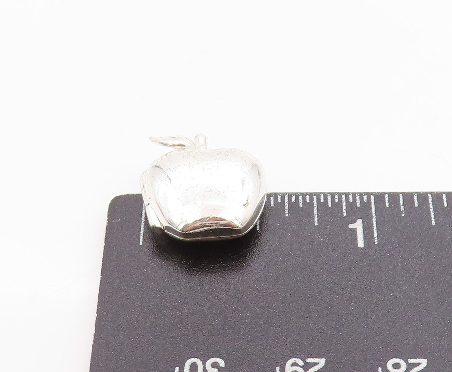925 Sterling Silver Vintage Pendant Solid Message Etched Apple OPENS PT24617