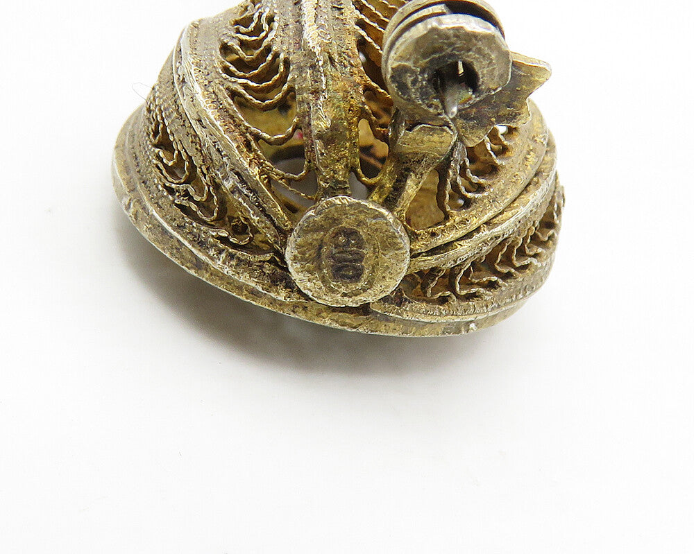925 Sterling Silver Vintage Antique Filigree Banjo Motif Brooch Pin BP7079