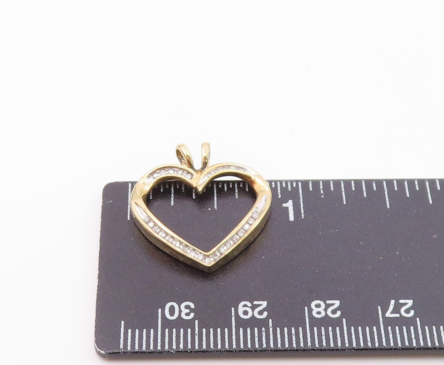 925 Sterling Silver Genuine Diamonds Gold Plated Love Heart Pendant PT9727