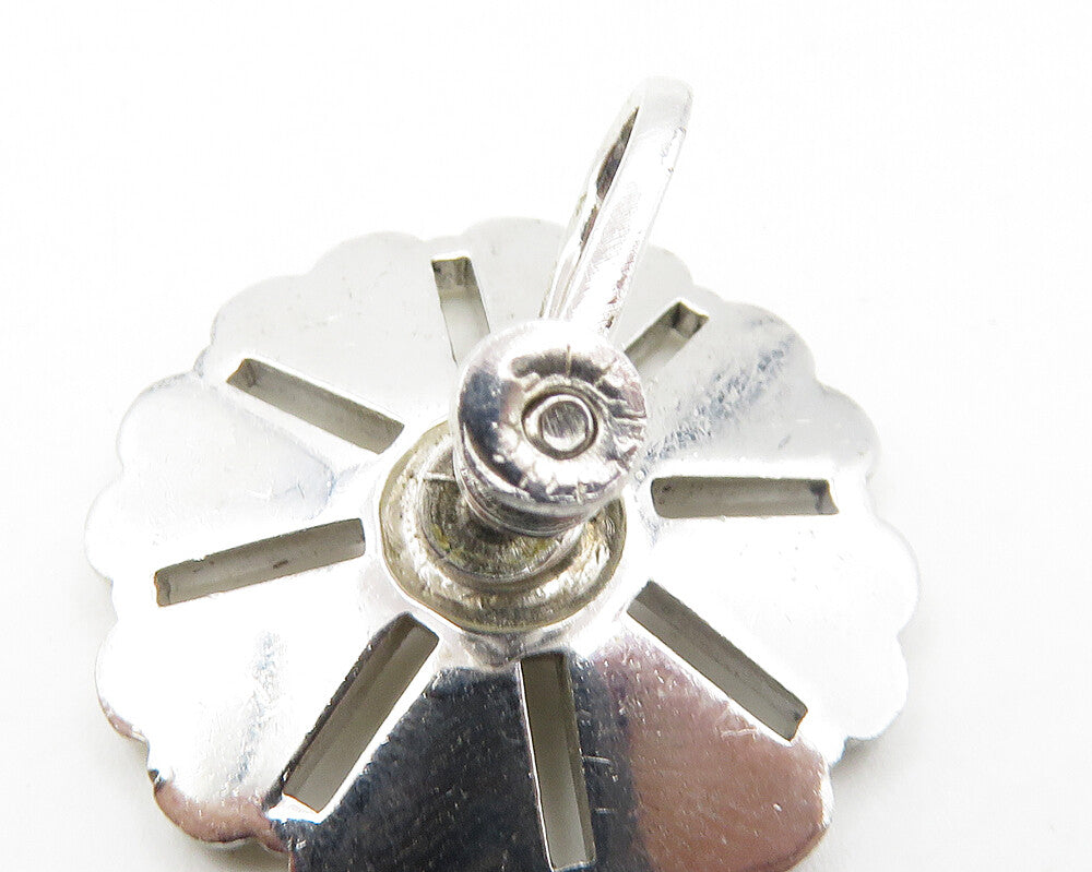 925 Sterling Silver Vintage Sparkling Flowers Non Pierce Earrings EG9474