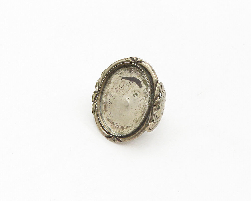 NAVAJO 925 Silver Vintage Etched Detail Large Cocktail Ring Sz 11.5 RG17493