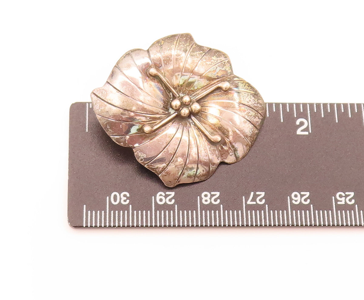 CAROL FELLEY 925 Sterling Silver Vintage 4 Petal Cutout Floral Earrings EG12467