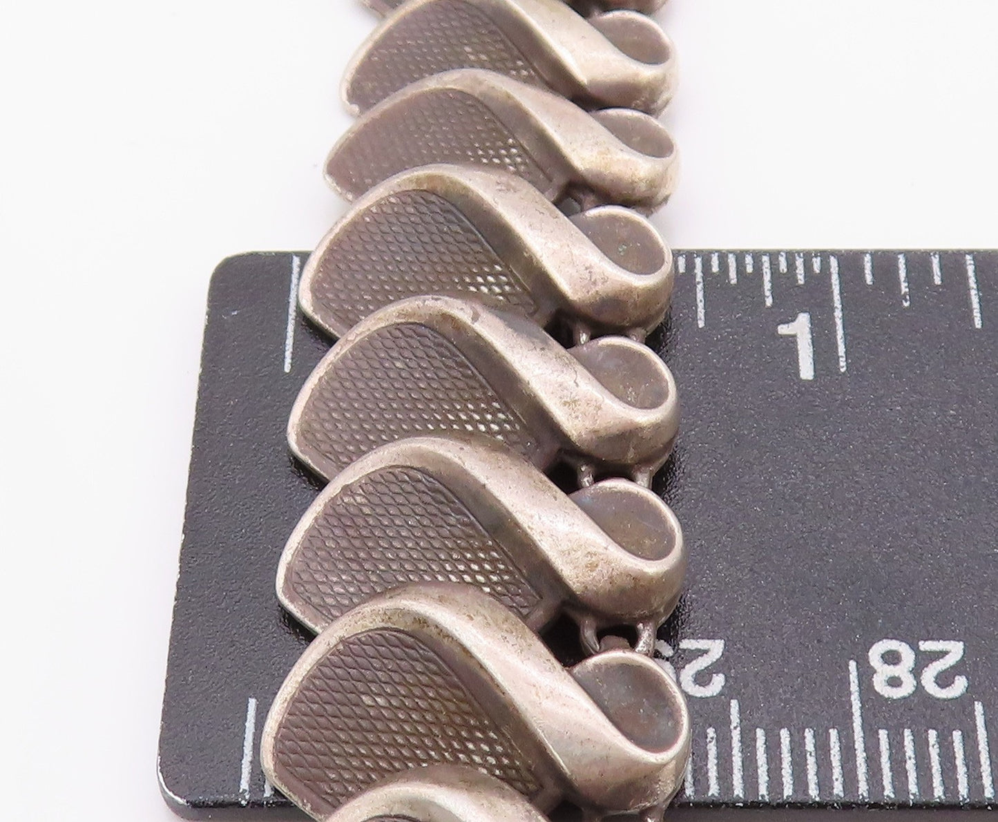 925 Sterling Silver Vintage Necklace DENMARK Dark Tone Designer Cut Band NE4500