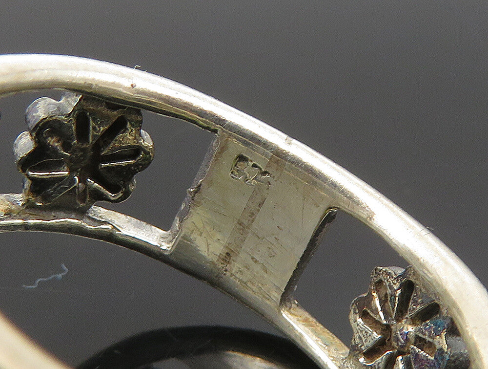925 Silver Vintage Etched Floral Cutout Eternity Band Ring Sz 7 RG24480