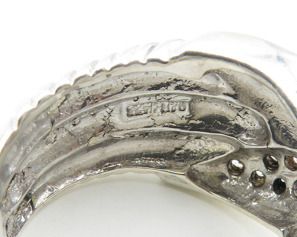 925 Sterling Silver Topaz Two Tone Crossover Design Band Ring Sz 7.5 RG11445