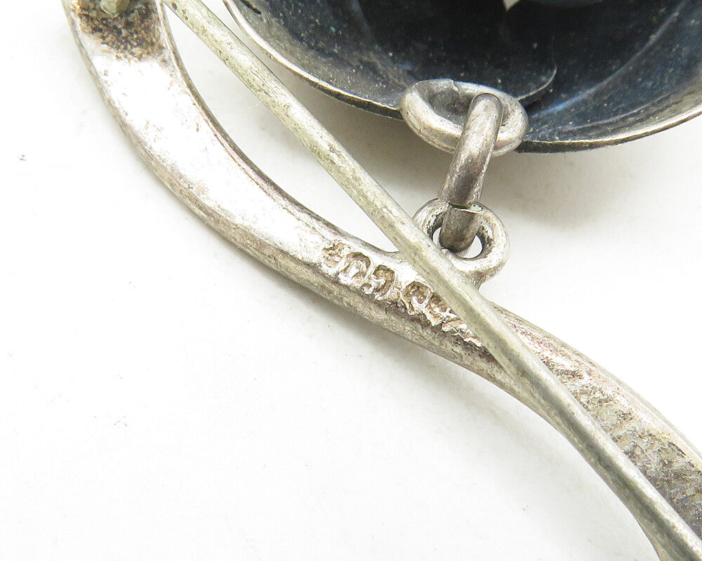925 Sterling Silver Vintage Oxidized Grape Bunch Motif Brooch Pin BP3639