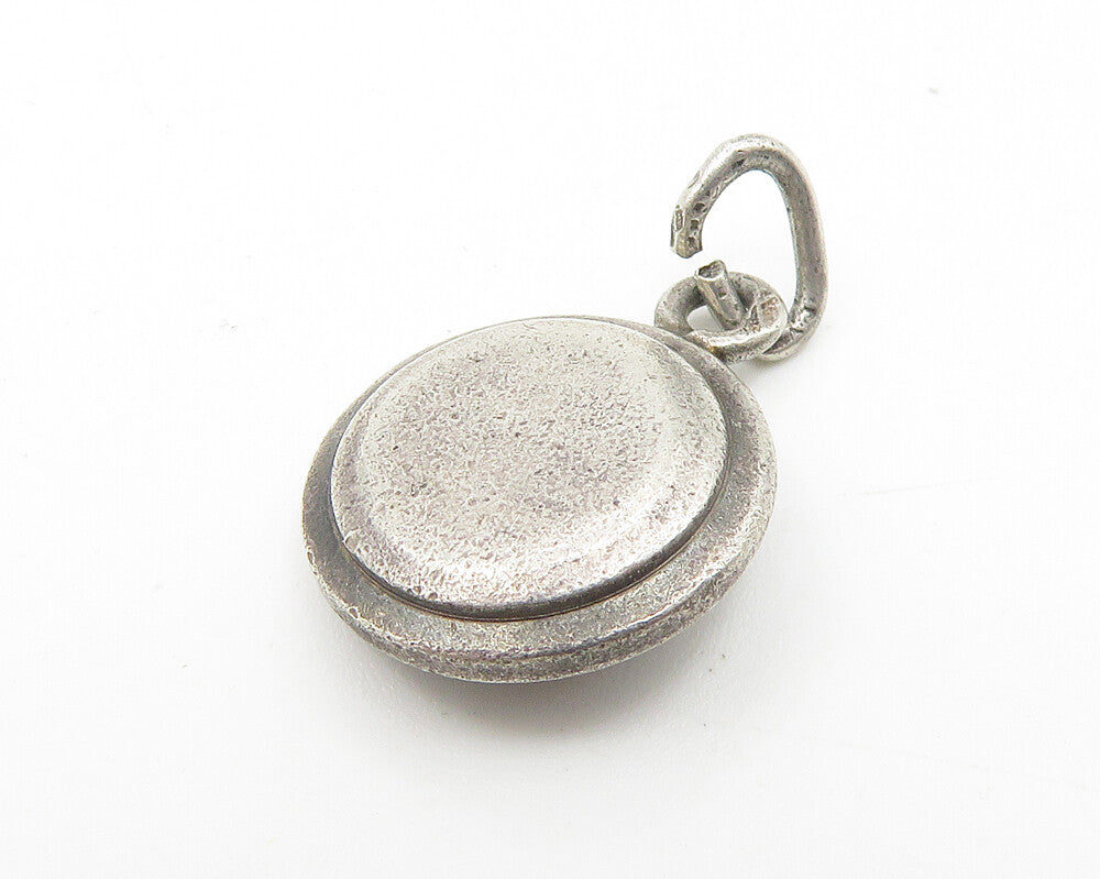 925 Sterling Silver Vintage Oxidized Petite Ship's Wheel Pendant PT8946