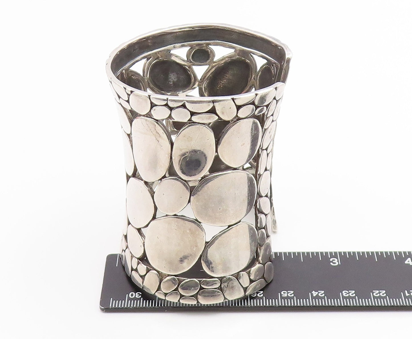 925 Sterling Silver Vintage Bracelet JOHN HARDY Pebble Rare Heavy Cuff BT11904